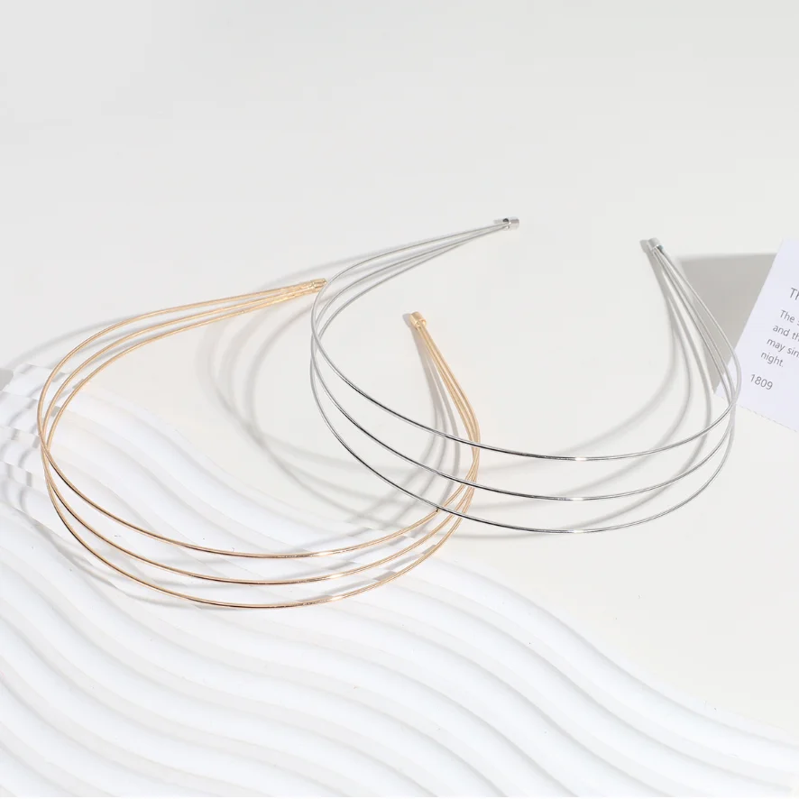 Neue Dünne Stirnbänder für Frauen Multilayer Legierung Haar Hoop Doppel Wurzel Metall Haar Bands Haar Zubehör Glatte Kopf Hoop Großhandel – Detail 5