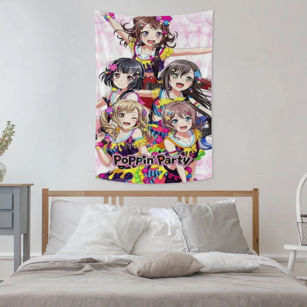 Poppin Party Tapestry Kawaii Japanese Anime Cute Home And Decoration Wall Art Tapestries