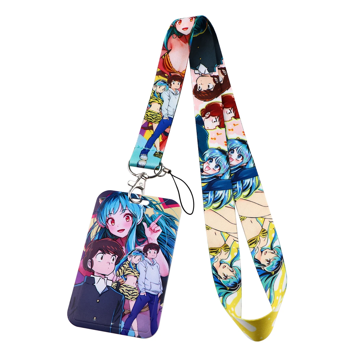 Anime Print Webbing Lanyard Keychain Cute Duck Ribbon Hang Rope Keyring Mobile Phone Charm Neck Straps Key Ring