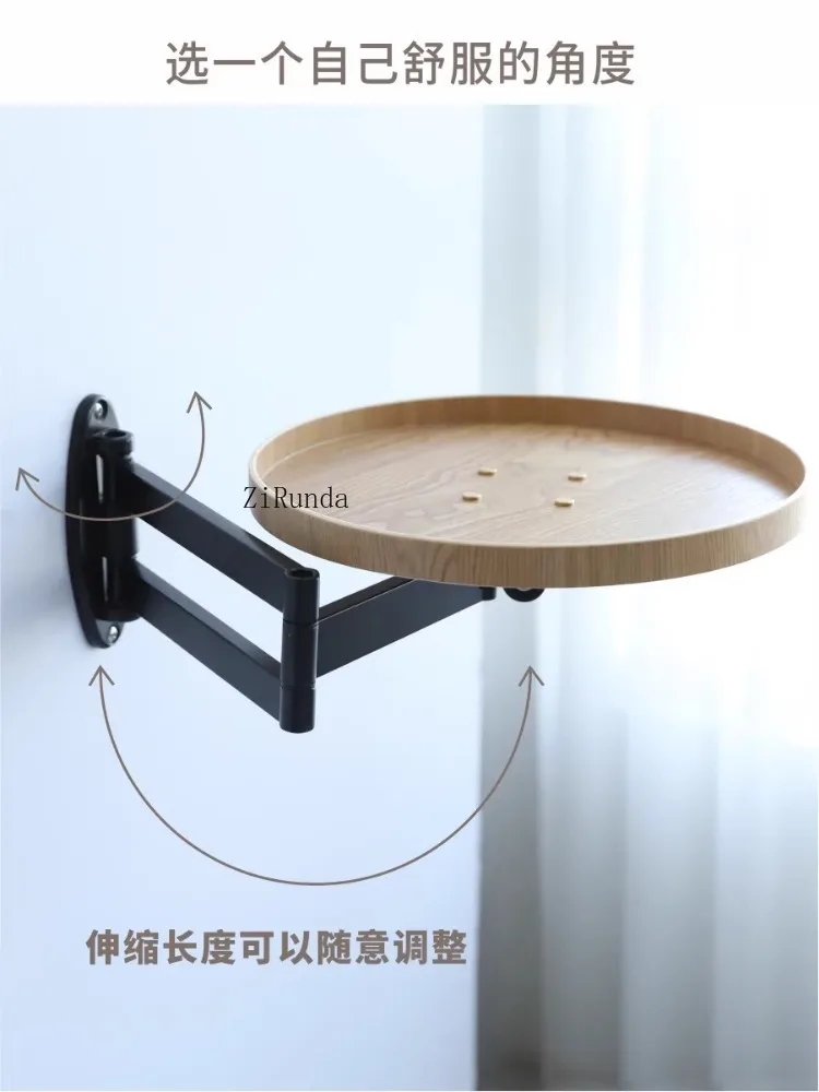 ~Round sofa edge wall-mounted small table, bedside corner table, removable retractable folding coffee table