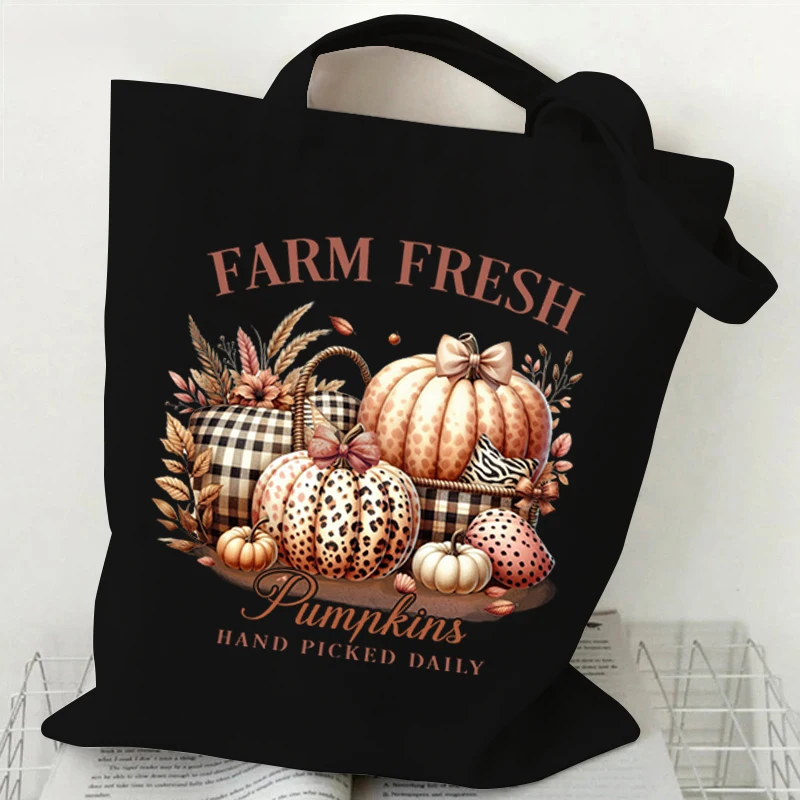 Borse stampate con fantasma di zucca di Halloween Borsa tote in tela con grafica divertente di zucca da donna Borsa a tracolla per lo shopping di