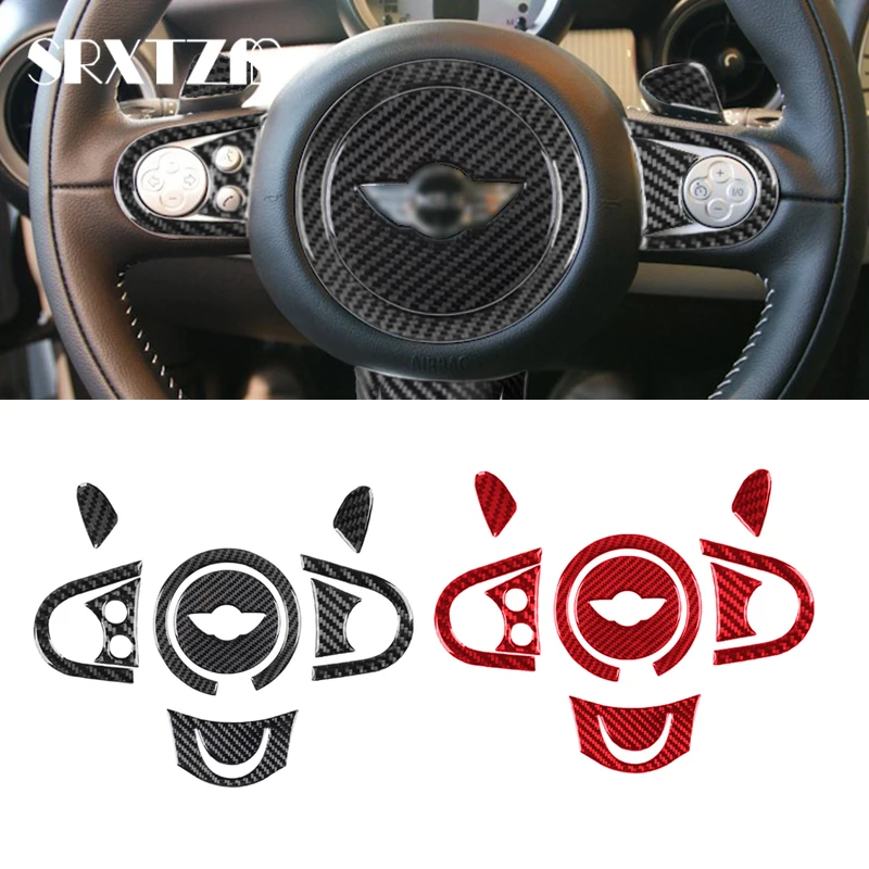 Carbon Fiber Steering Wheel Cover Sequin Trim Sticker For BMW MINI Cooper R55 R56 R57 2007 - 2010