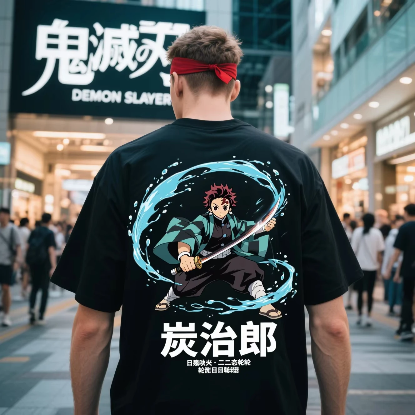 

Новая летняя мужская и женская футболка из чистого хлопка с круглым вырезом и короткими рукавами, анимационная футболка для пар «Demon Killer: Tanjiro»