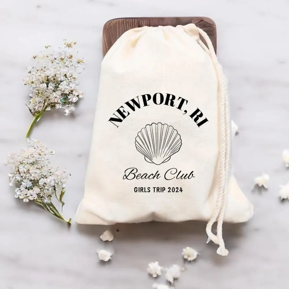 Custom Beach Club Shell Bag,Trip Party Bag, Bachelorette Birthday Party Favor Bag, Beach Party Favor, weekend Trip Hangover Kit