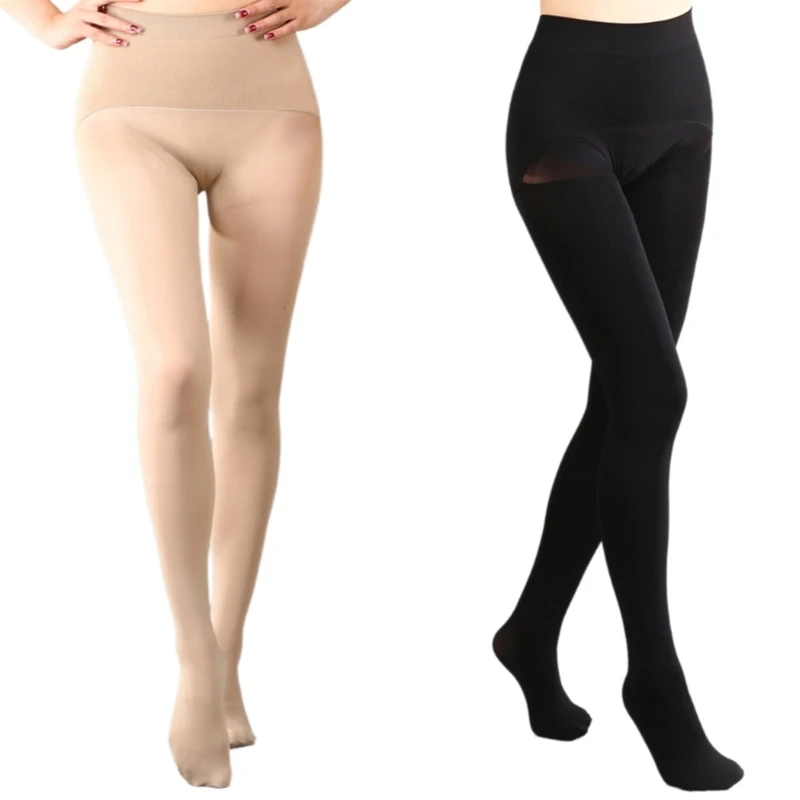 Women's Autumn High Waist Opaque Tights Leggings with Control Top Nylon Stockings Tummy Compression Pantyhose Hosiery