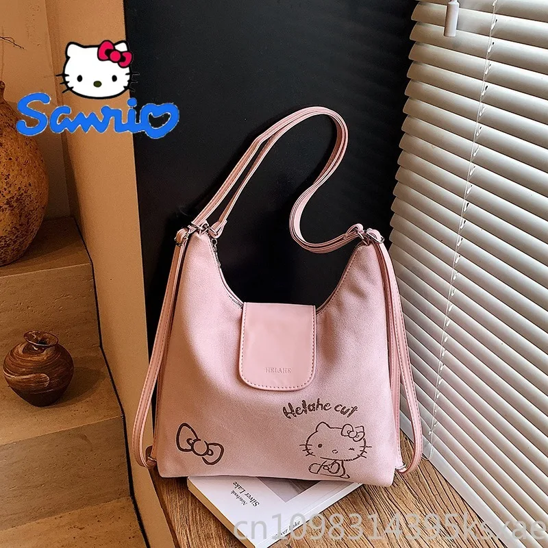 

Hello Kitty Shoulder Bag for Women Luxury Purse Handbag Suede Large Capacity Tote Bag Fashion Travel School Shopping