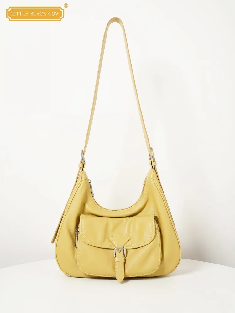 

Elegant Office New Ladies Cowskin Genuine Leather Shoulder Fashion Women Designer Shell Single Shoulder Underarm CrossbodyBag