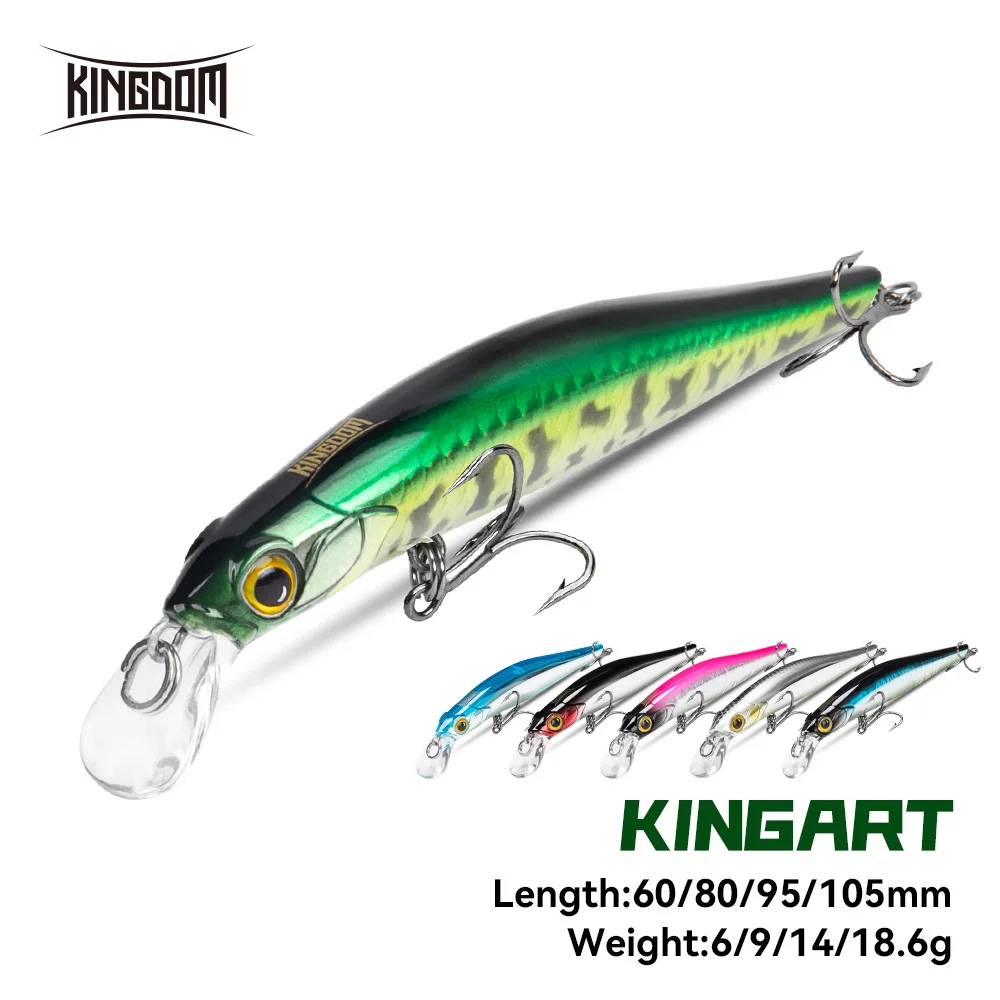 Kingdom coulant méné leurres de pêche 60mm 80mm 95mm 105mm appâts durs artificiels Wobblers bar manivelle matériel de pêche