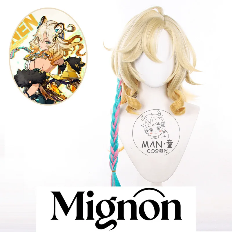 

Genshin Impact Chiori Cosplay Wig Two-Tone Streaks Gold Gradient Scalp Top Roman Curls Long Hair Halloween