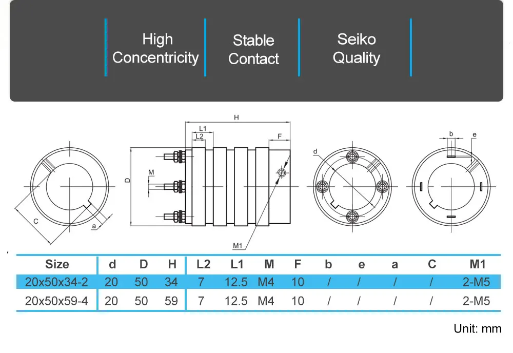 Jumpasit OD 60mm Leitfähiger Schleifring 33A Set Einheit Traditionell 360° Drehbar mit Kohlebürstenhaltern für die Industrie – Detail 2