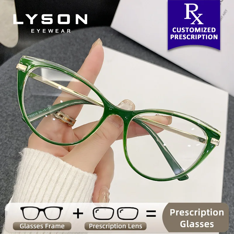

LYSON Classic Cat Eye Women's Prescription Optical Glasses Photochromic Myopia Glasses Anti Blue Light Custom Reading Eyeglasses