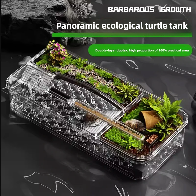 

Turtle Ecological Feeding Tank, Aquascape Aquascape with Basking Platform, Home Desktop Turtle Breeding Special Feeding Box