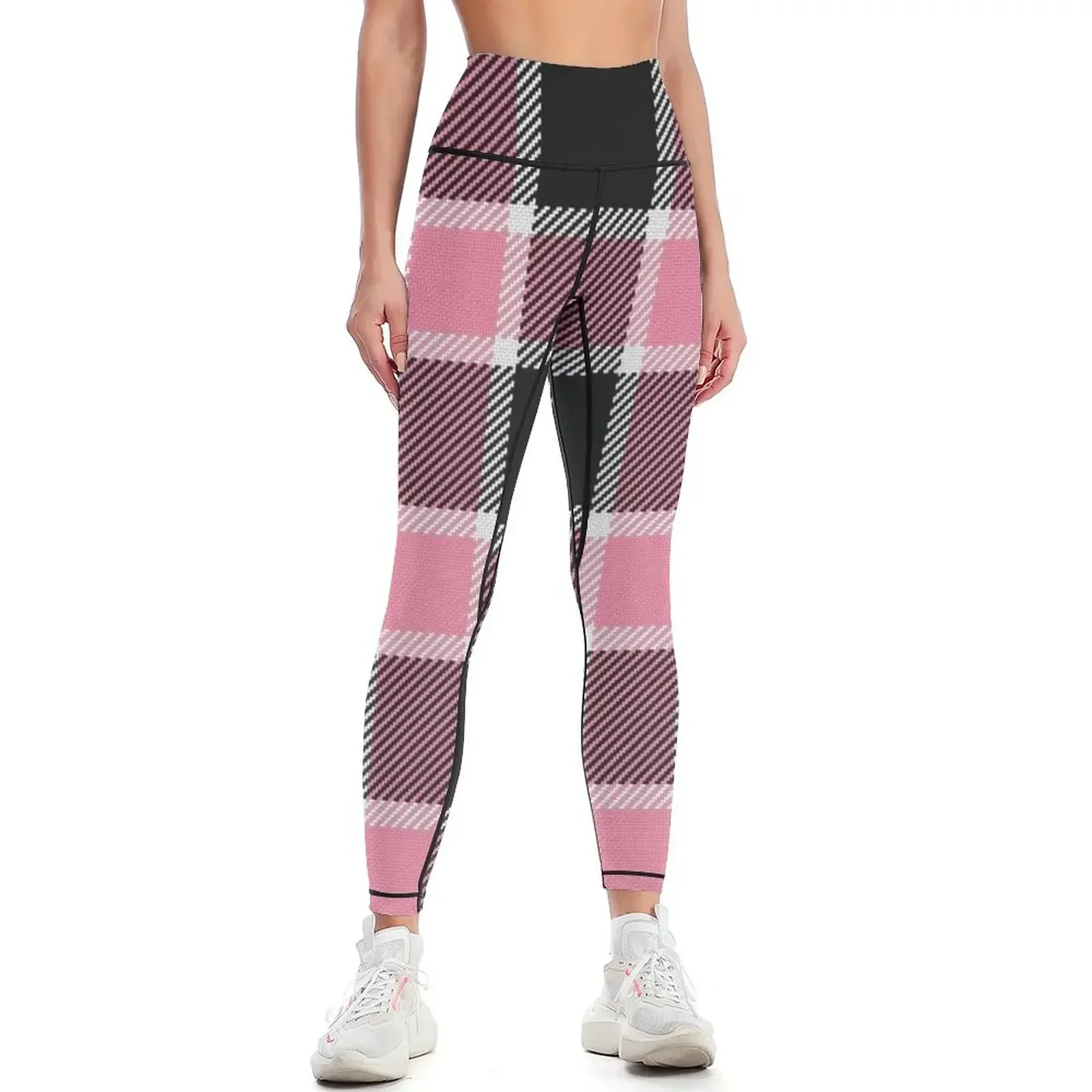 

Pink Black and White Plaid Leggings Women's high waist Women's sports Fitness's gym clothes Sportswear woman gym Womens Leggings