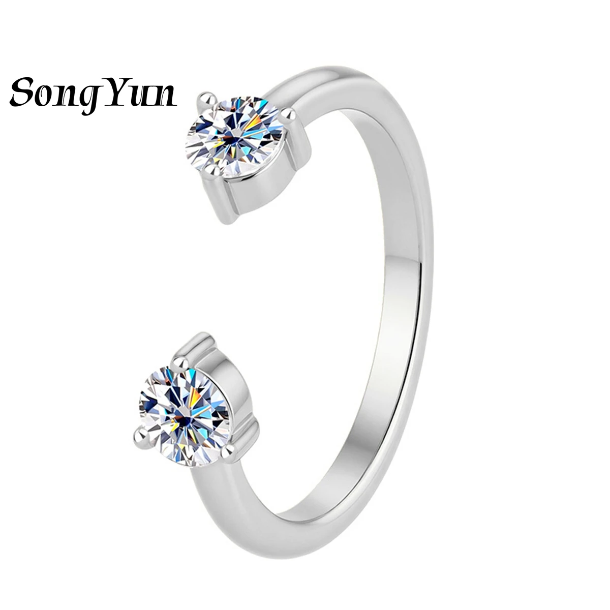 SongYun Brand Jewelry 925 Silver Knot Ring Beautiful Moissanite Knot Ring Anniversary for Mom Rhodium  Nickel Free