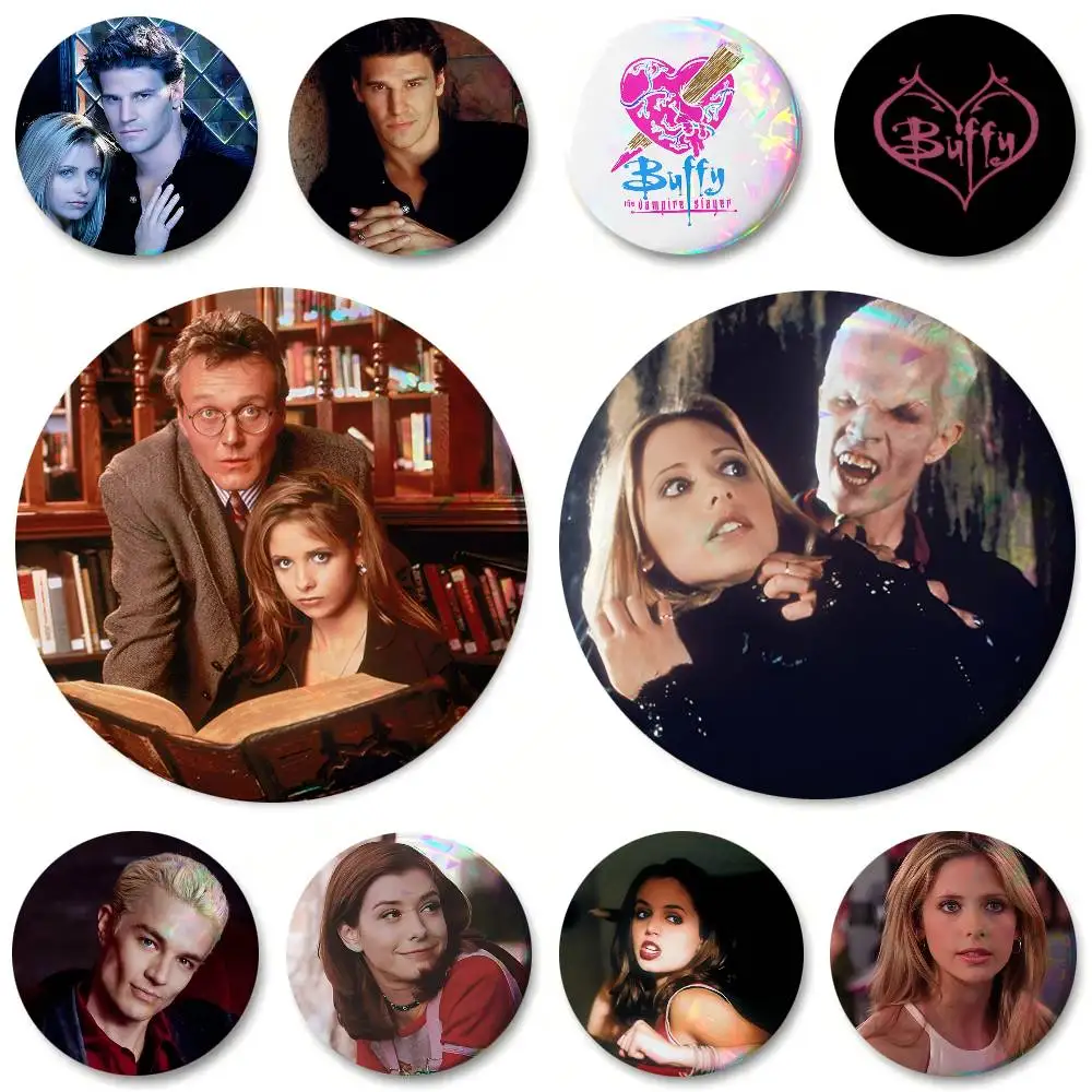 Horror TV Series Buffy The Vampire Slayer Round Badge Lapel Pin Backpack Clothing Jewelry Accessories Gift Brooch