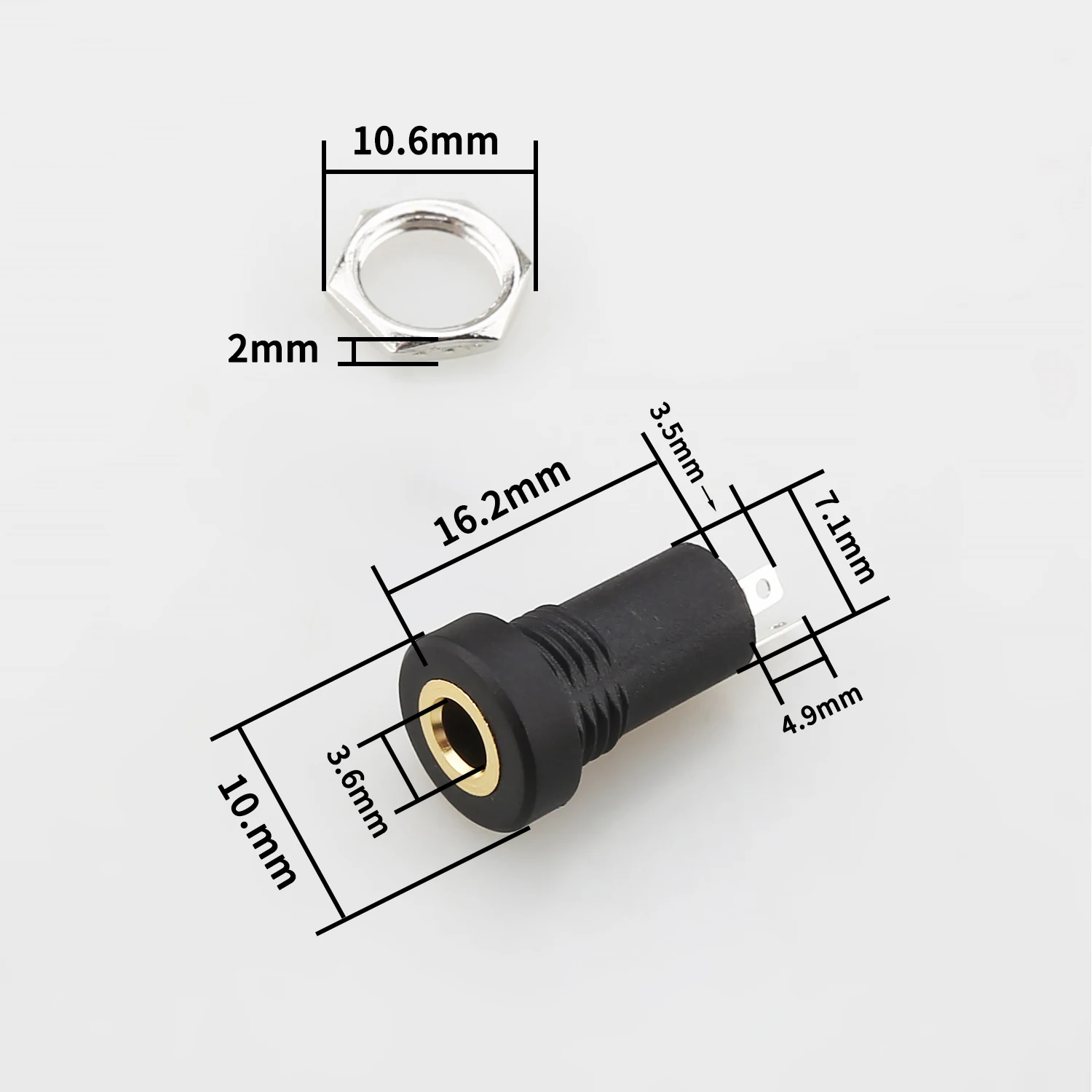 High Quality 3.5mm Audio Jack Socket Stereo 3 Pole 3Pin Solder Panel Mount With Nut Connector Headphone Female Socket