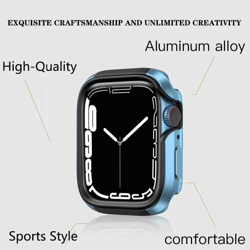 High end Aluminum alloy case For Apple Watch 9 8 7 45mm 41mm case iWatch 6 5 4 3SE 44mm 40mm Metal aluminum+TPU case Accessories