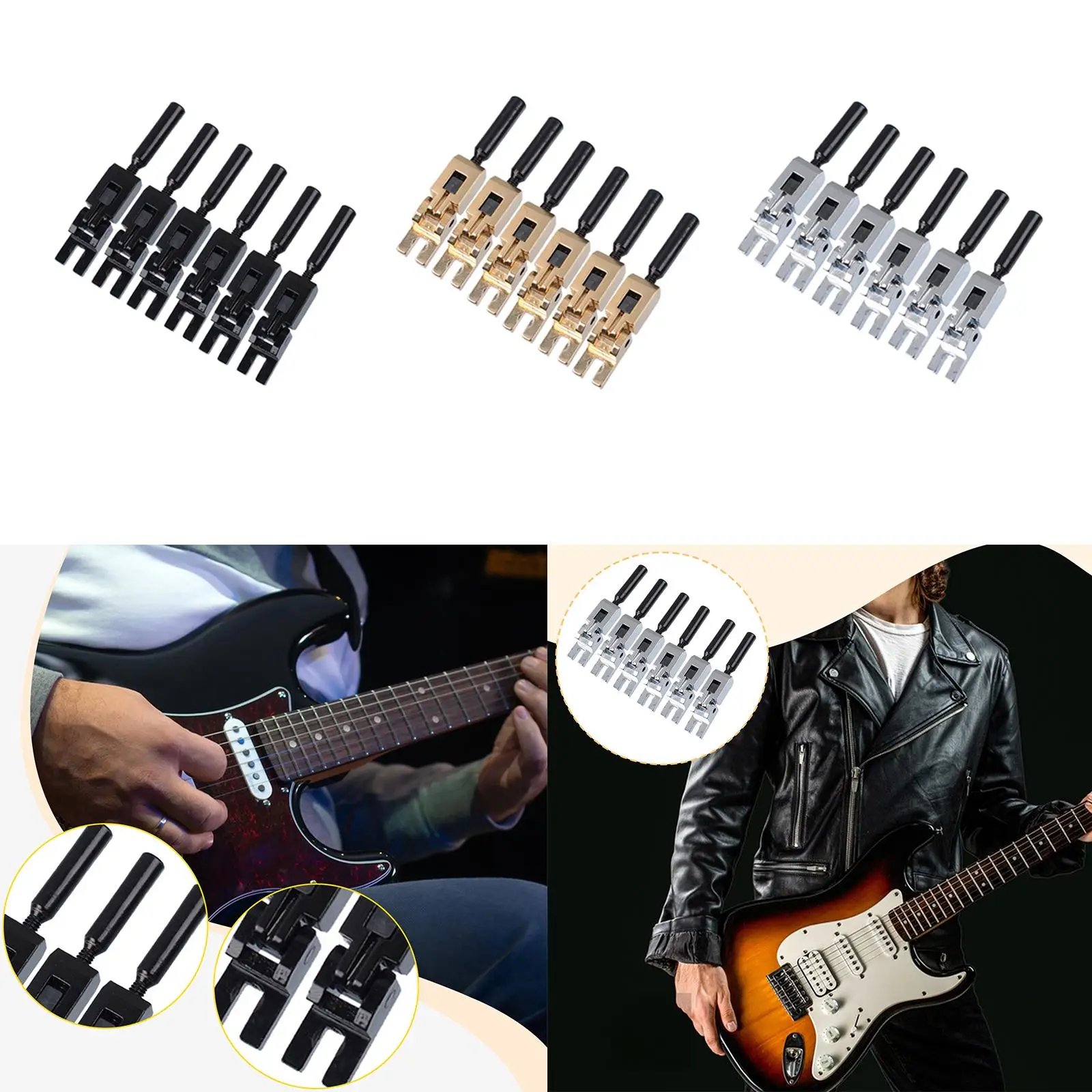 6 قطع مغلقة السروج قطع غيار الأدوات نظام قفل مزدوج ملحقات الغيتار الكهربائي المعادن الصلبة استبدال مباشرة #4