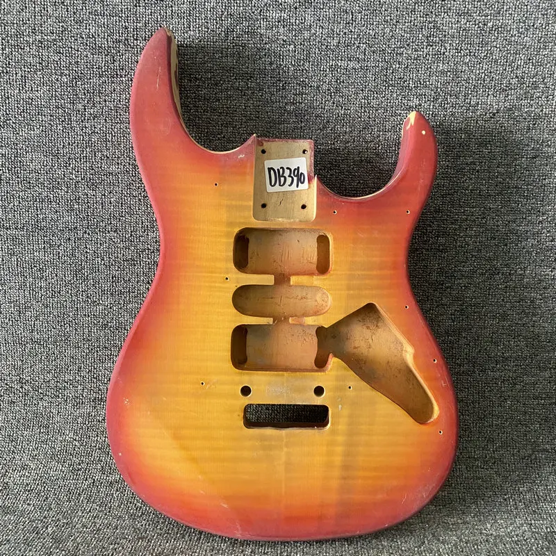 DB390 ST Guitar Body Sunburst Color Flamed Maple with Damages Custom Pickups and 2 Pivots Tremolo and Bridges DIY