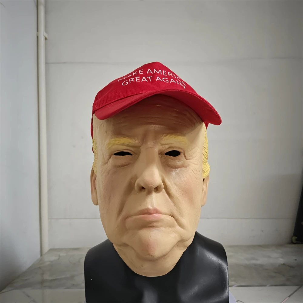 Donald Trump Mask With Make America Great Again Attached Cloth Hat Support Fan Gift Prank Head Cover For Halloween Cosplay Party