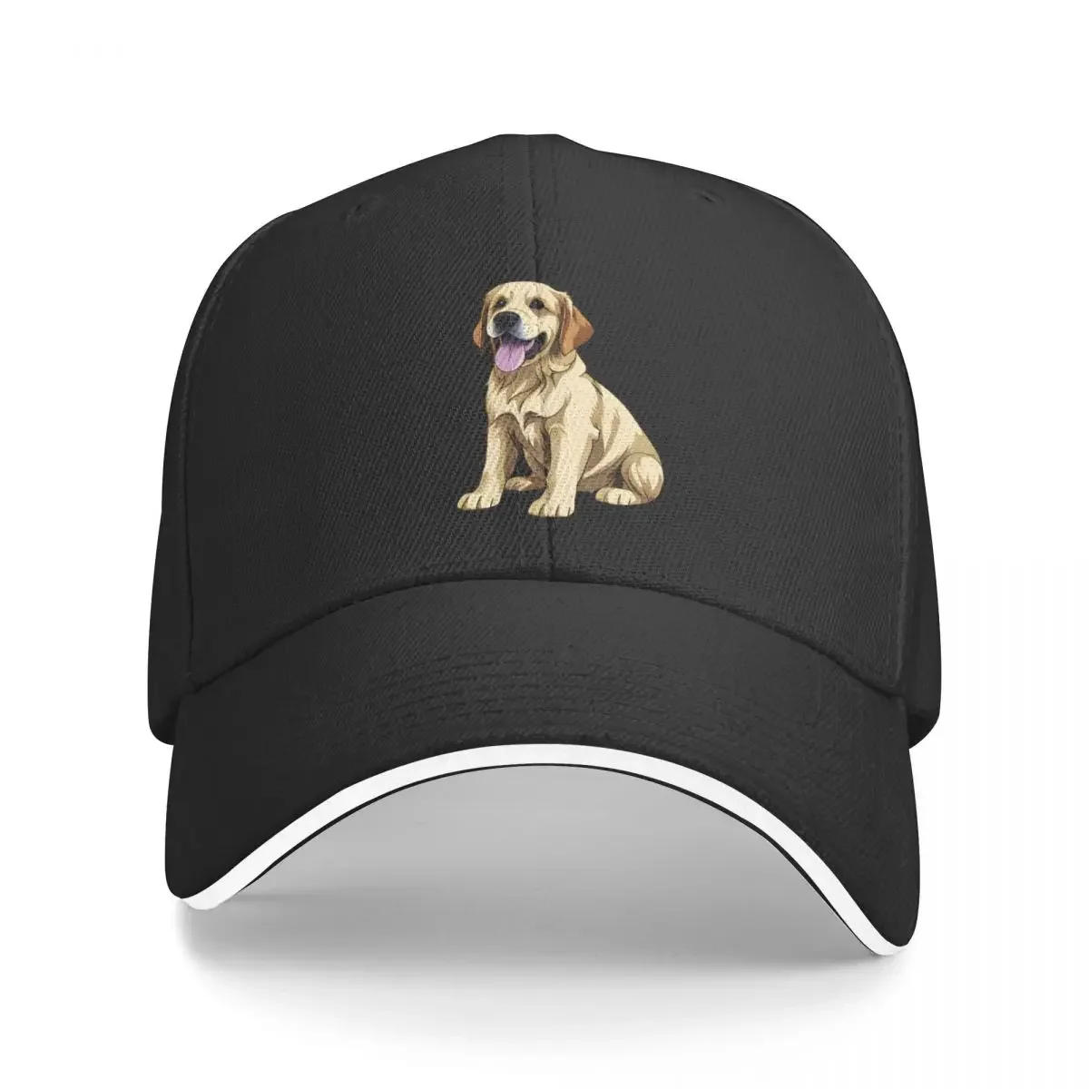 Golden Retriever Puppy, cartoon drawing, Ai Generated Art Baseball Cap Christmas Hat tea Hat Boy Child Women's