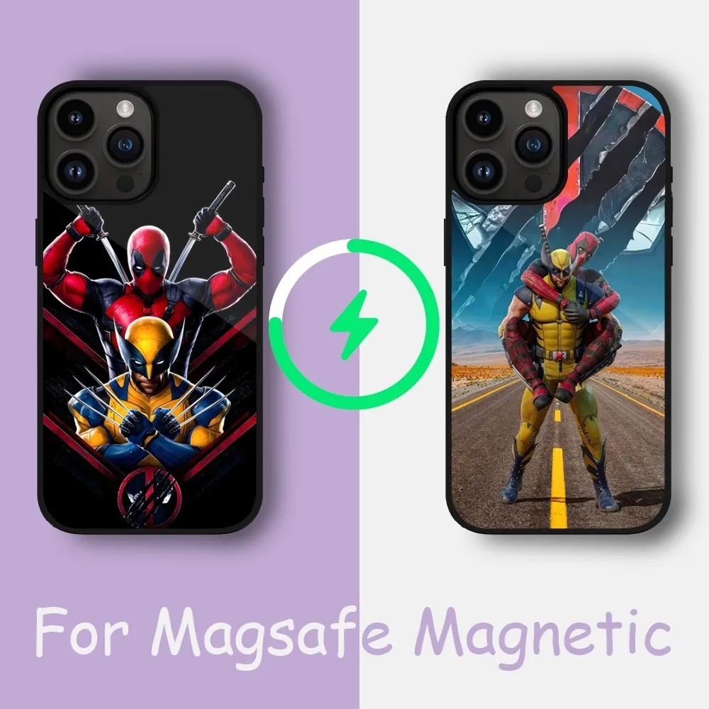 MINISO DISNEY Deadpool Wolverine Phone Case For iPhone 15 14 13 12 11 Pro Max Plus Phone Magnetic for Macsafe Cases Cover