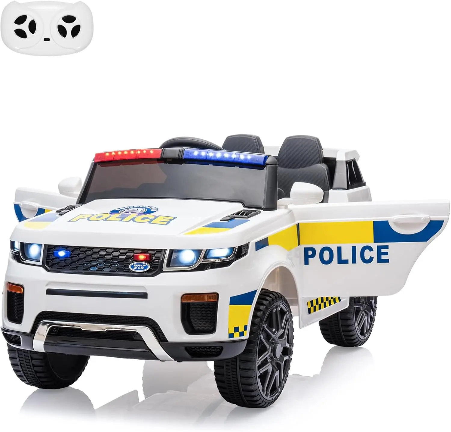 12V Kids Ride On Police Car SUV Toddlers Electric Cars Battery Operated Ride On Toy with 2.4G Remote Control, Megaphone, Light