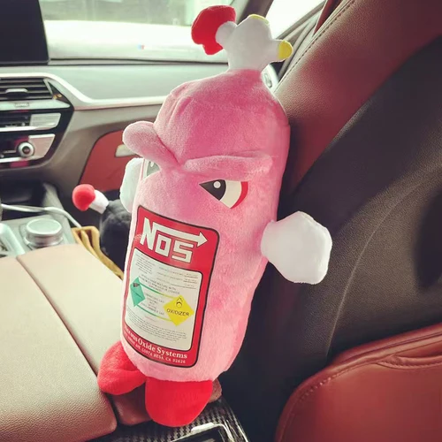 Imagen 2 del producto Asiento de coche NOS reposacabezas almohada universal de felpa almohada para el cuello cojín Nos botella juguetes de peluche suave JDM cojín regalos interior del coche