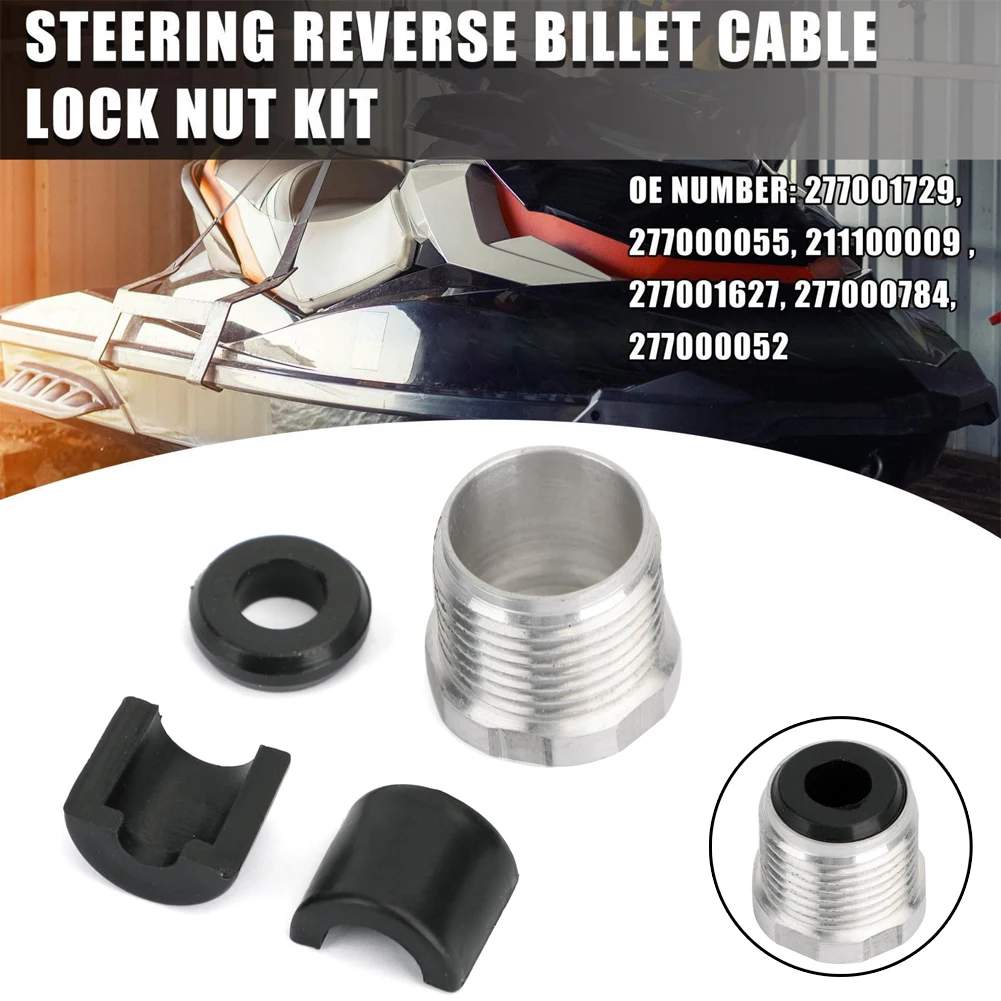 For SeaDoo 277001729 277000055 Aluminum Cable Lock Nut Kit Steering Reverse Half Ring Retainer Rubber Grommet Parts