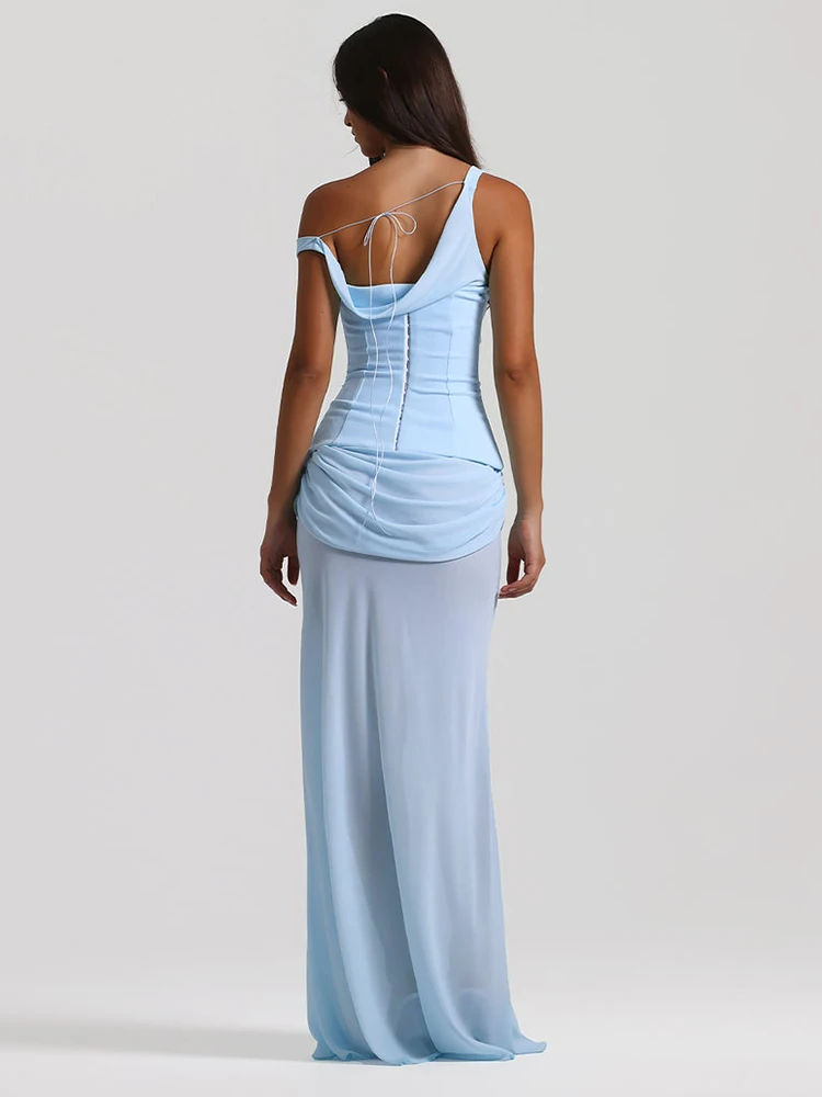 Elegantes weißes One-Shoulder-Abendkleid mit drapiertem Design, formelle Veranstaltungen für Damen, Sommerkleid, modisches ärmelloses Hochzeitskleid