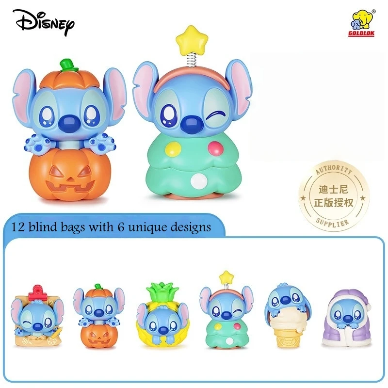 Magnet Kulkas Seri Stitch Lucu Asli Blind Box Figurine Meja Kerja Unik Hadiah Ulang Tahun Natal Tahun Baru