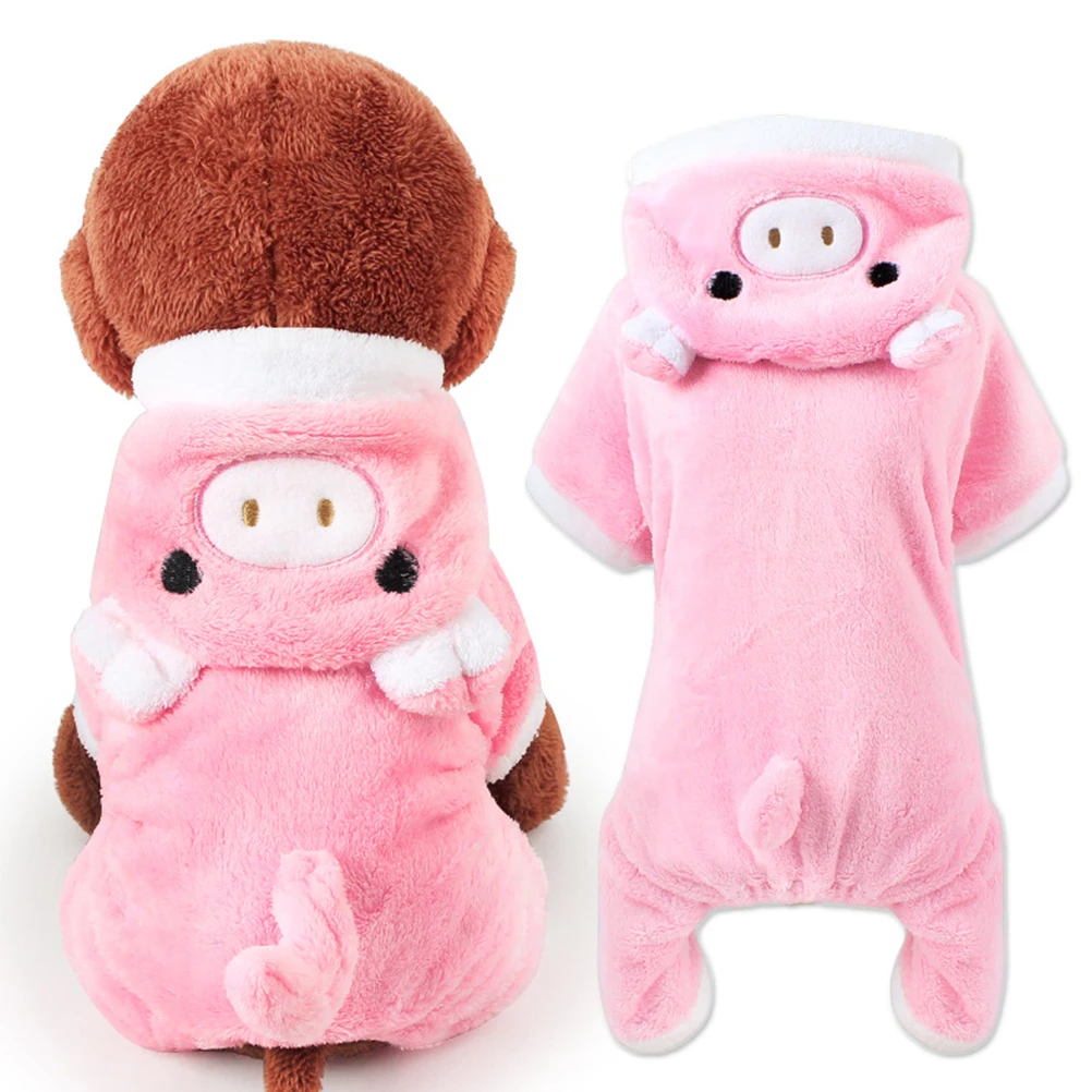 

Pink Pig Pet Dog Dress Coral Fleece Button Closure Small Size Funny Halloween Christmas Costume Small Dog Clothes