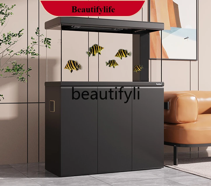 

Large ultra-white glass aquarium professional grade bottom filter ecological fish tank A