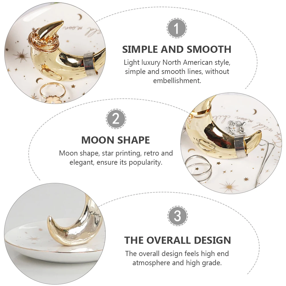 

1pc Moon Star Storage Dish Jewelry Display Tray for Gold Stores Elegant Retro Ceramic Plate Environmental Protection