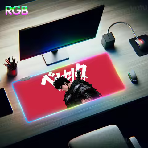 B_berserk Mouse Pad RGB Home Computer Mousepad Mouse Pad LED Large Pc Setup Accessories Gamer Luminous Desk Desktop Setup Mat