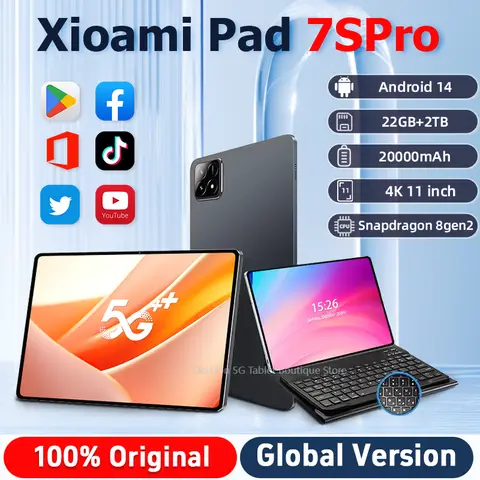 2025 7S 프로 태블릿, 4K 스크린, 안드로이드 14 시스템, 듀얼 모드 5G 및 와이파이, 20000mAh, 22GB RAM, 2TB 스토리지, 스냅드래곤 8gen2, 신제품