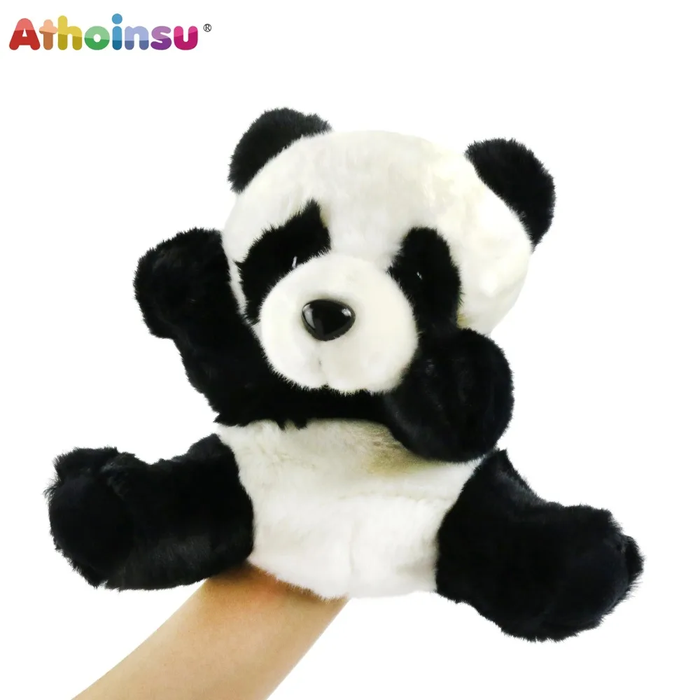 

20cm Panda Doll Hand Puppet Cute Tiger Plush Toys Stuffed Panda Hand Puppets Educational Fairy Tale Theater Props Children