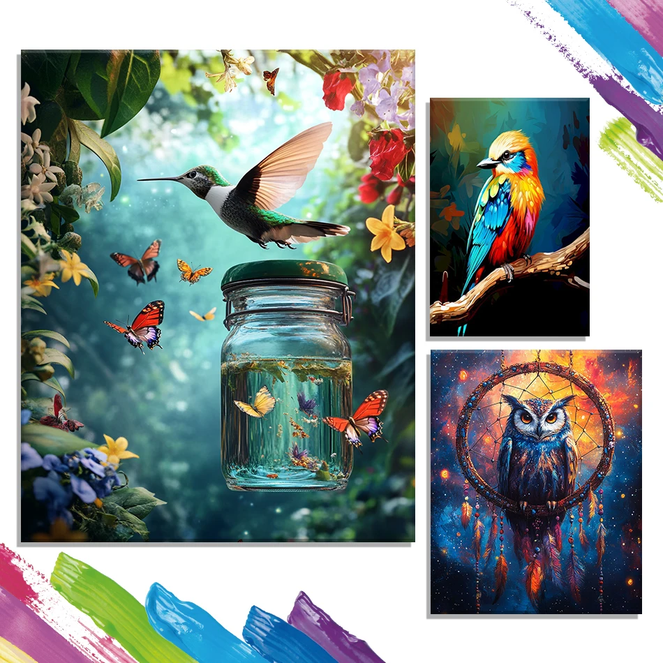 

GATYZTORY Painting By Number Adults Coloring By Numbers Animals birds Draw Canvas Crafts Picture Drawing Framed Wall Art Modern