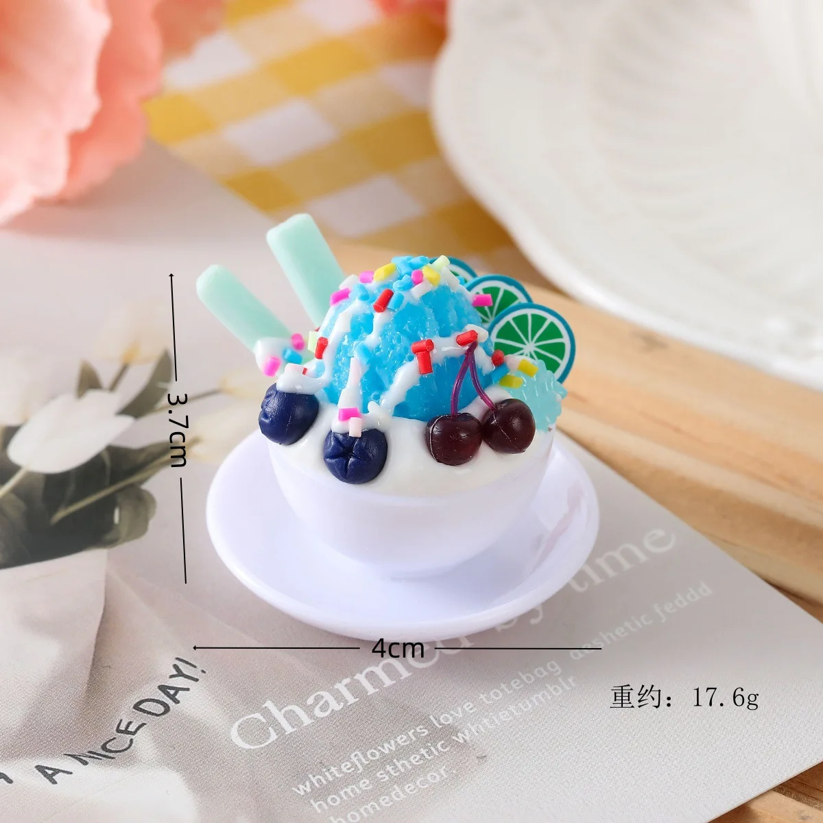 Simulatie IJs Dessert Maken DIY Lijm Cake Handgemaakt Mini Voedsel Miniatuur Fruit Ornamenten Model 2st/lot