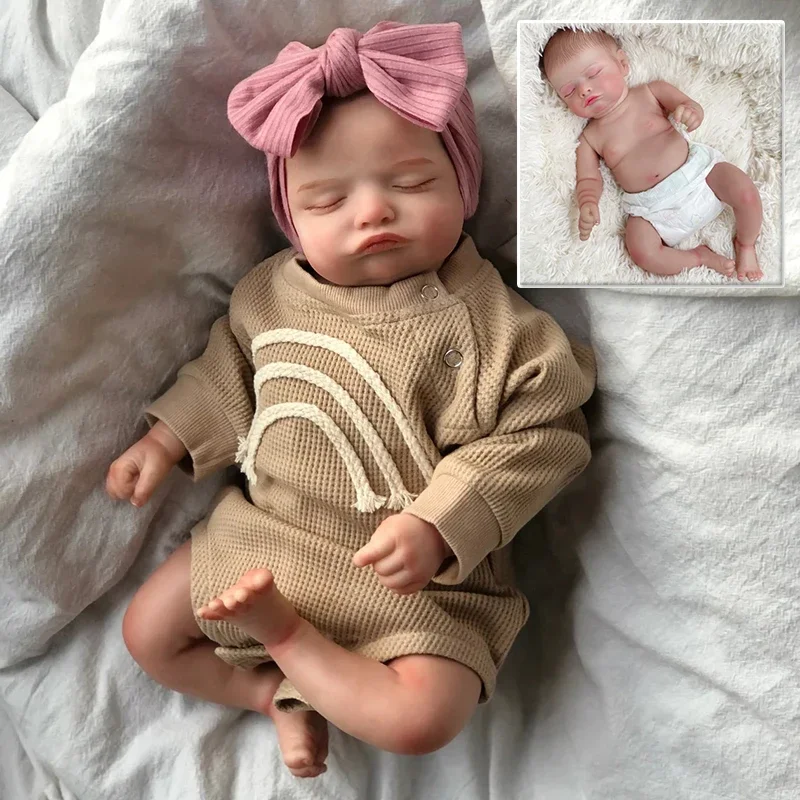 

45cm Rosalie Full Body Vinyl Sleeping Reborn Assembling Baby Lifelike Soft Touch 3D Skin with Visible Veins Collectible Art Doll