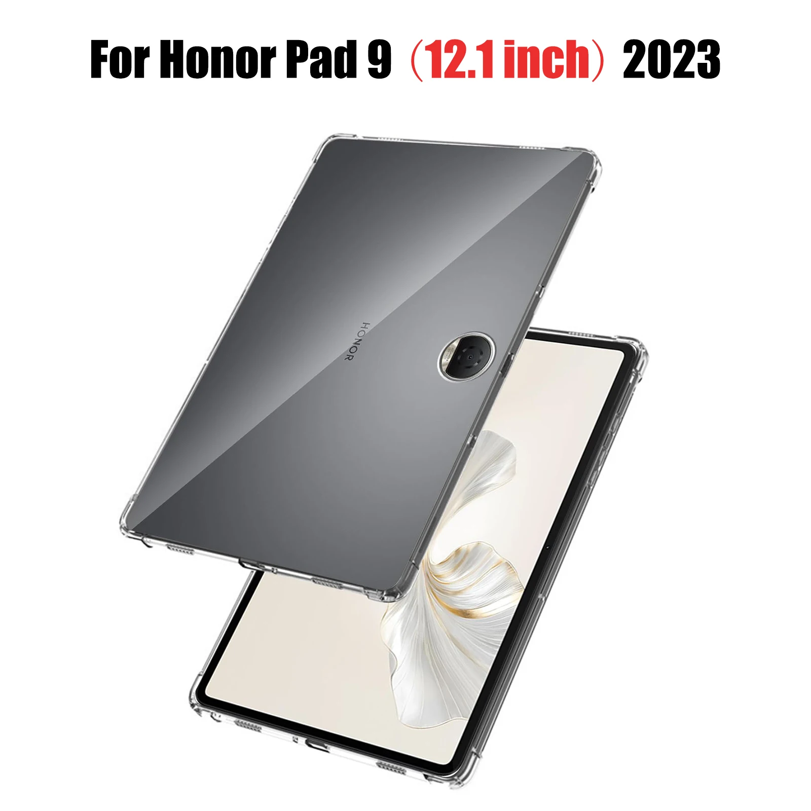 For Honor Pad 9 (12.1 inch) 2023 Clear Case Ultra Thin Silicone Transparent Soft TPU Anti-fall Case for Honor Pad 9 12.1\