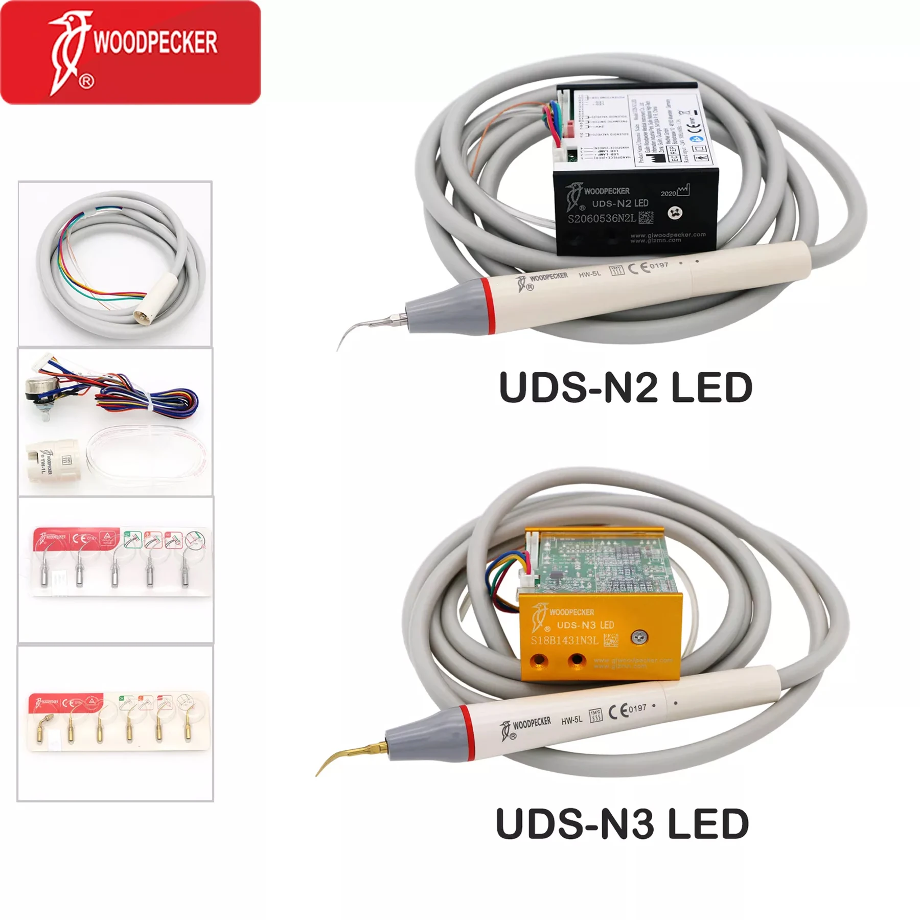 Woodpecker Dental Ultrasonic LED Piezo Scaler Built in Handpiece Tips UDS-N2 LED Kit UDS-N3 LED Kit Fit EMS