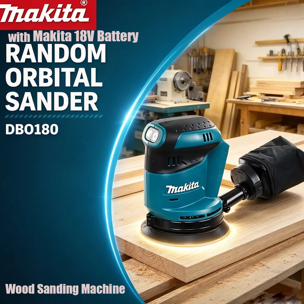 Original Makita DBO180Z 18V Cordless Random Orbit Sander,Woodworking Putty Polishing Tool for Home DIY Repair,for 18V Battery