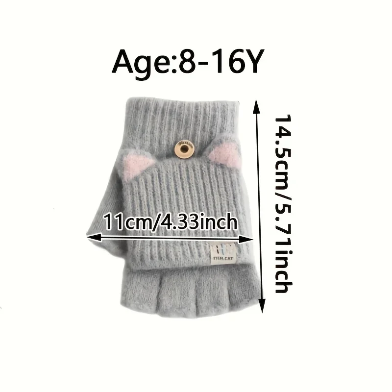 1 Pair  Autumn Winter Flip-Top Gloves, Thickened Warm Fingerless Gloves, Student Writing Half-Finger Gloves for Daily Wear