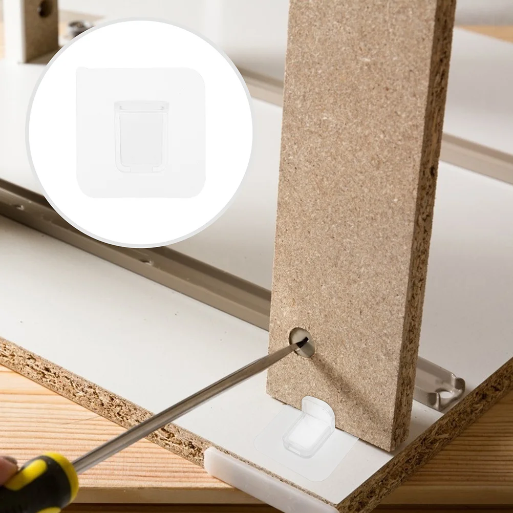 

16Pcs Wardrobe Shelf Support Adhesive Transparent Plastic Closet Shelf Clips Punch Free Fixed Paste Hooks for Cabinets