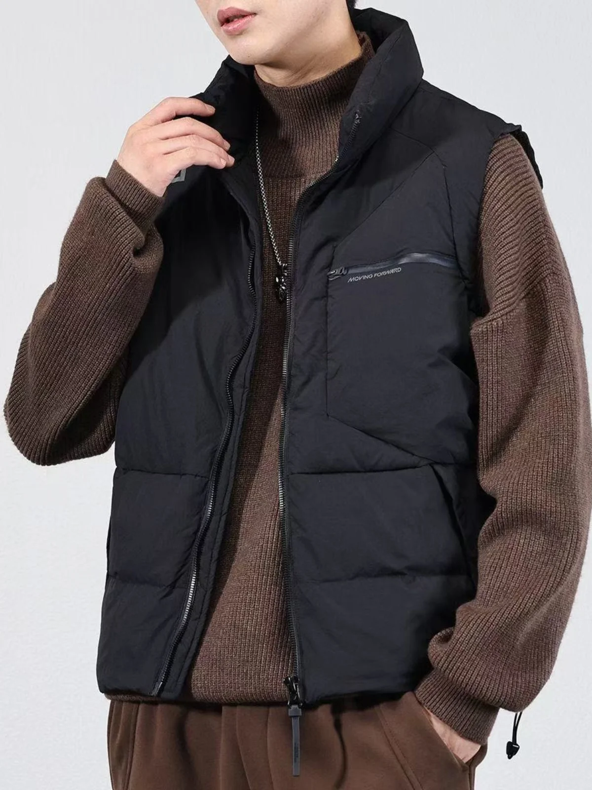 

Warm Outdoor Men's Vest 2024 Winter New Sle American Faion Trendy Workwear Cotton Jaet Cool oulder Bal Design