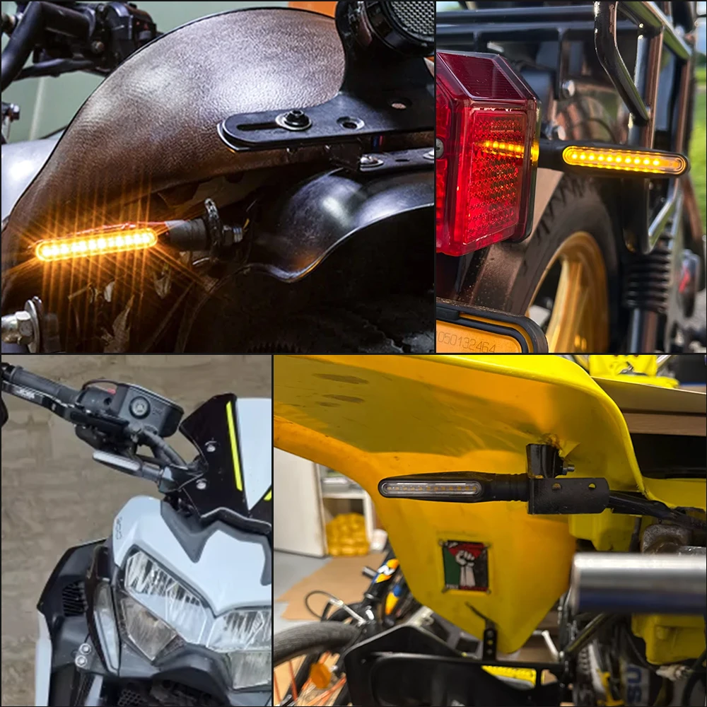 دراجة نارية LED بدوره مصباح إشارة العنبر المتعري LED مؤشر المياه المتدفقة الوامض مقاوم للماء دراجة نارية ملحقات المصابيح