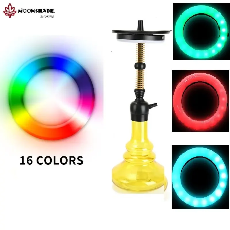 MOONSHADE Colorful LED Hookah Ring Light 16CM 6.3INCHES Remote Control 16 Colors RGB Changeable Shisha Lights Smoking Accessorie