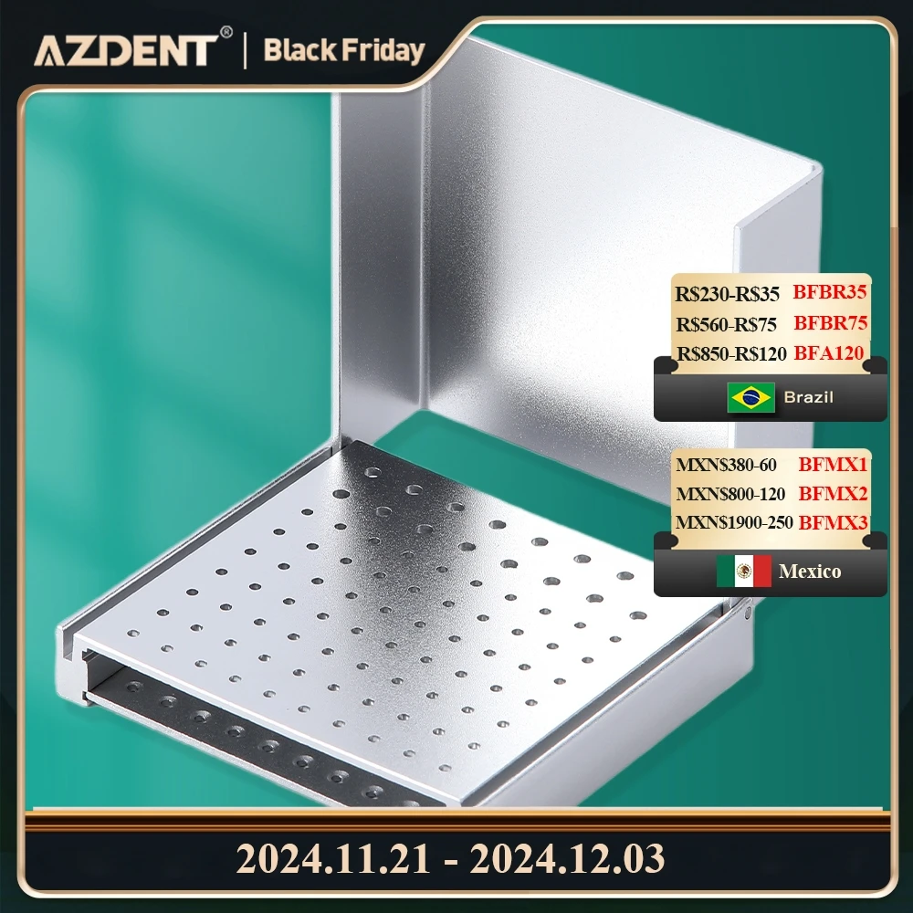 Azdent Dental 86 Holes Endo Box Cleaning Stand 135℃ Autoclavable Sterilizable Burs Holder For High/Low Speed Dental Burs