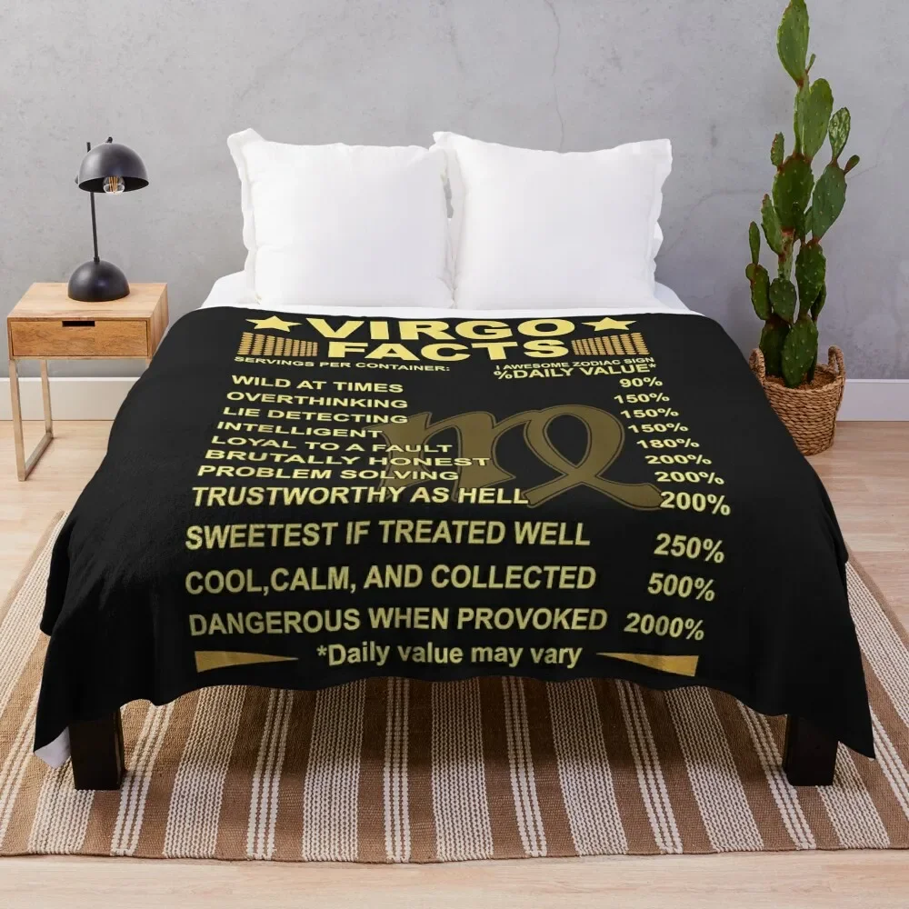 Virgo Facts Zodiac Funny Virgo Birthday Gift Tee Throw Blanket Summer Beddings Hair Soft Plush Plaid Luxury Thicken Blankets